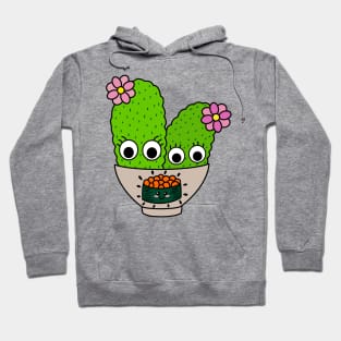 Cute Cactus Design #242: Pretty Cacti With Flowers In Sushi Bowl Hoodie